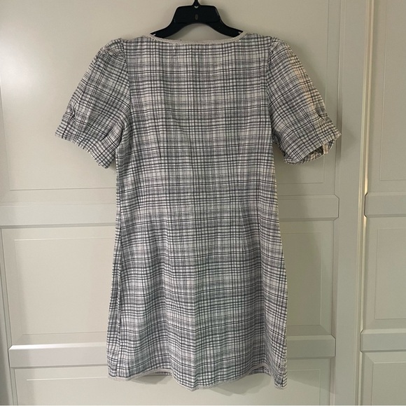 New! Free People Juni B Black Plaid Cotton Button Up Mini Dress 27026 - Picture 4 of 9